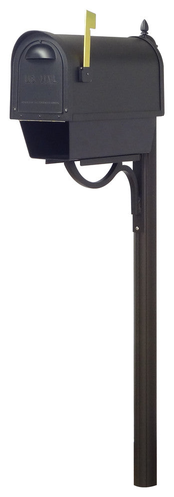 Classic Curbside Mailbox With Newspaper Tube and Richland Mailbox Post