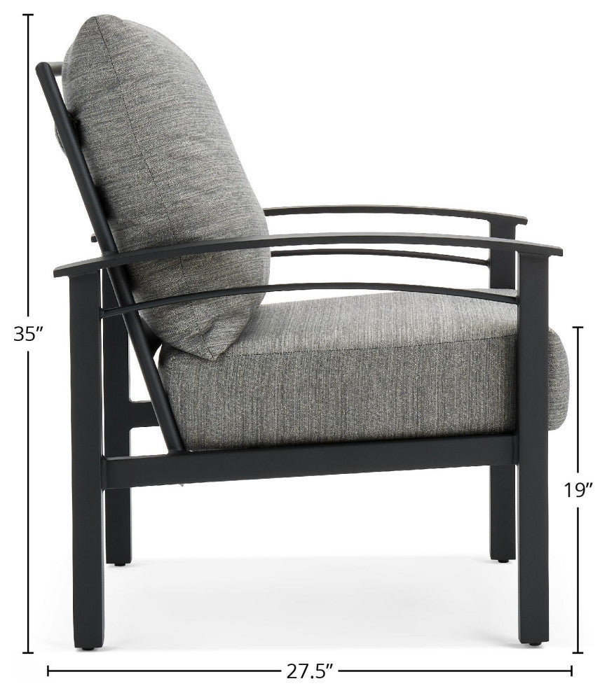 Stanford Cushion Lounge Chair, Textured Pewter