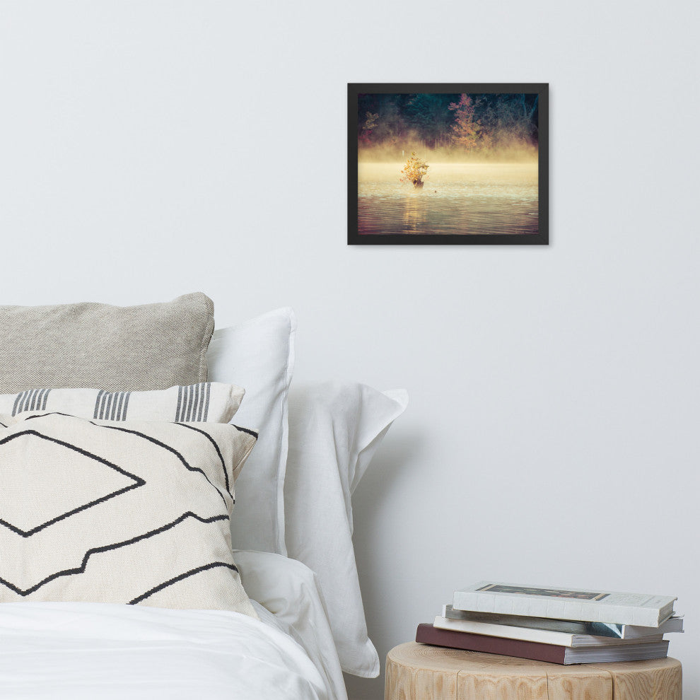 Golden Mist on Waples Pond Framed Photo Paper Wall Art Prints, Black, 11" X 14"