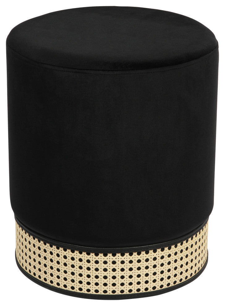 TOV Furniture Ivy Black Velvet Ottoman