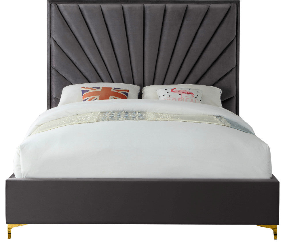 Eclipse Velvet Bed, Gray, King