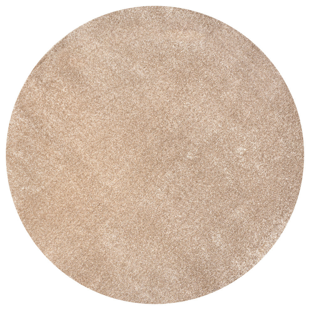 Haze Solid Low-Pile Runner Rug, Beige, 5' Round