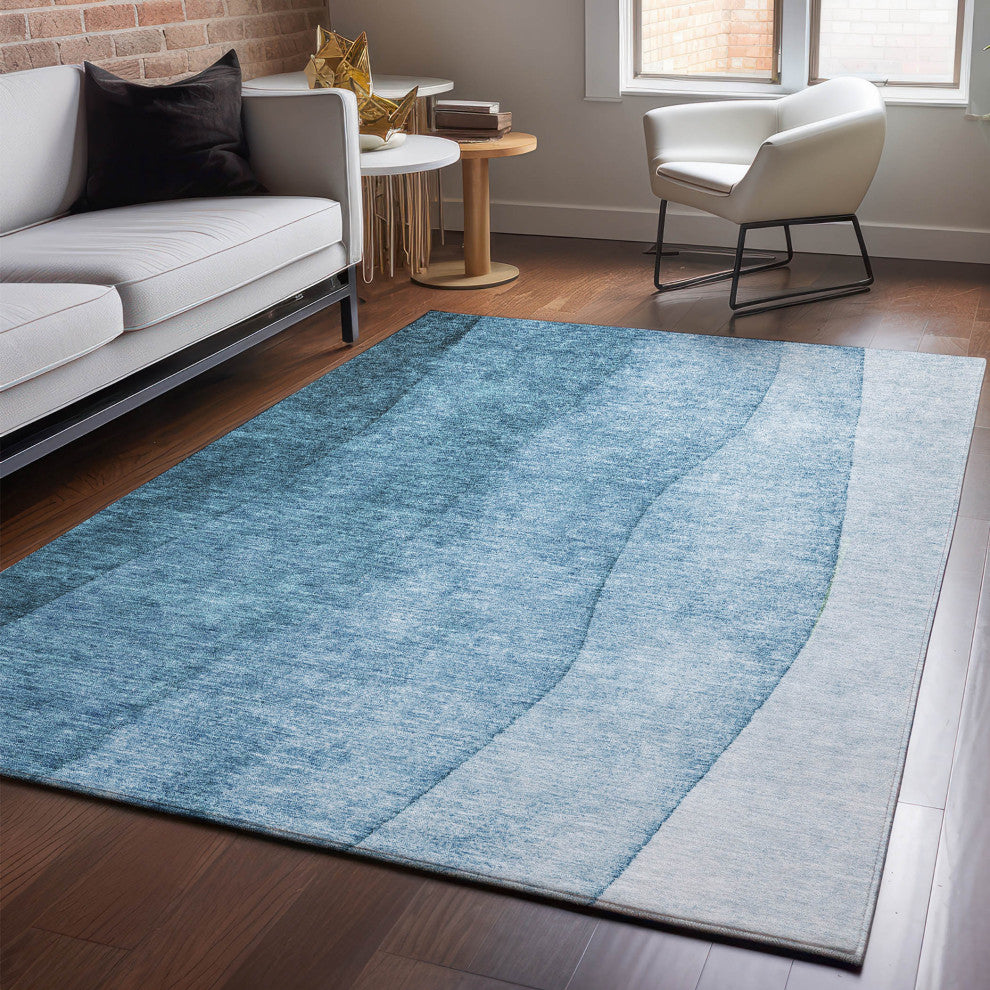 Premium Machine Washable Mayfield AMF625 Blue 3' x 5' Rug