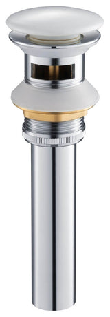 Pop Up Drain Stopper Full Cover With Overflow, KPW102, Ceramic White