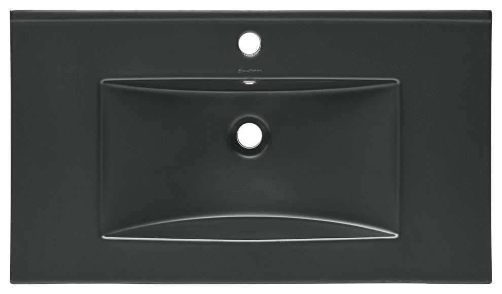 30" Vanity Top Bathroom Sink, Matte Black