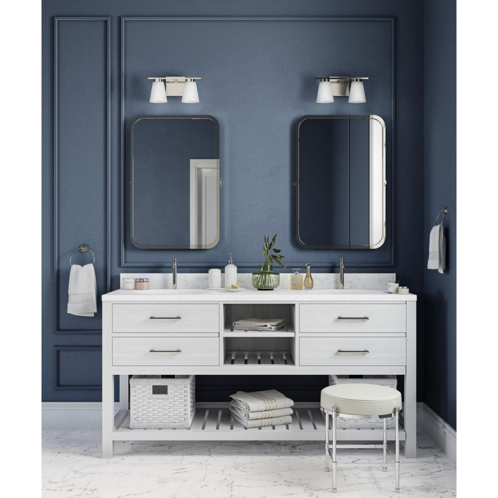Tanner Collection Two-Light Transitional Vanity Light, Brushed Nickel