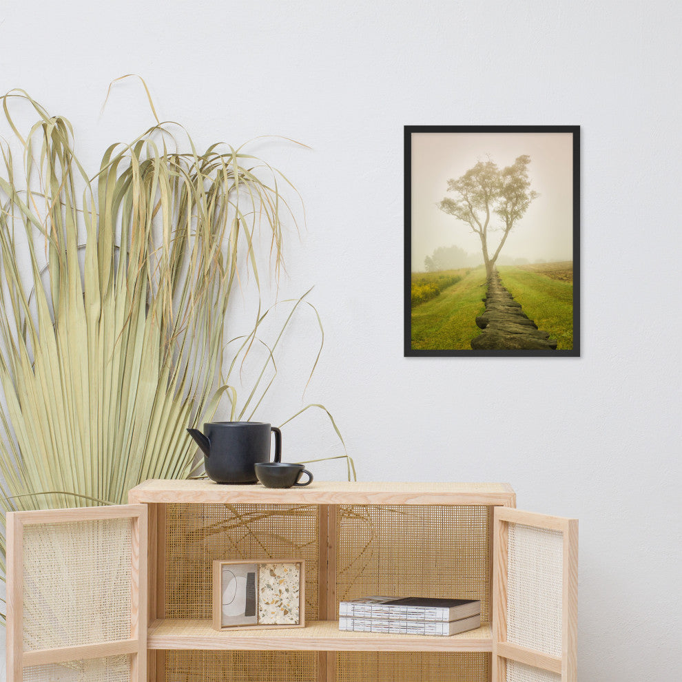 Calming Morning Rural Landscape Framed Photo Paper Wall Art Prints, Black, 18" X 24"