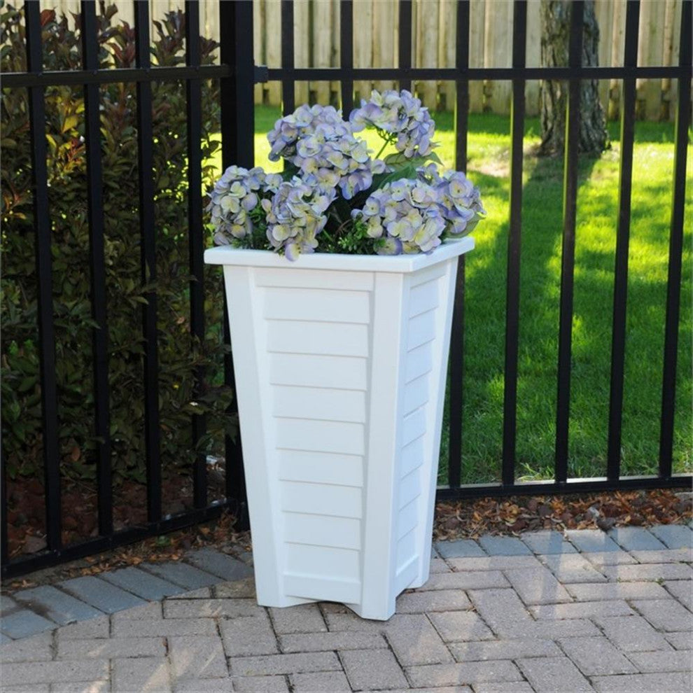 Mayne Lakeland 28" Tall Weatherproof Coastal Plastic Planter in White