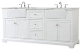 Elegant Decor Franklin 72" Aluminum MDF Double Bathroom Vanity in White