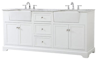 Elegant Decor Franklin 72" Aluminum MDF Double Bathroom Vanity in White