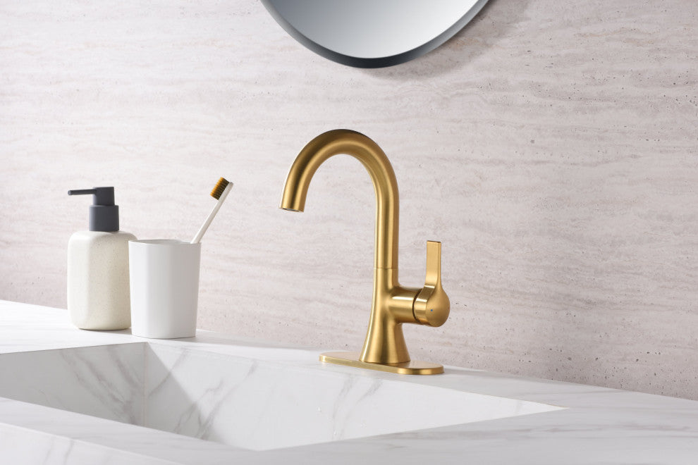 Ultra Faucets UF3800X Single Handle Bathroom Faucet, Brushed Gold