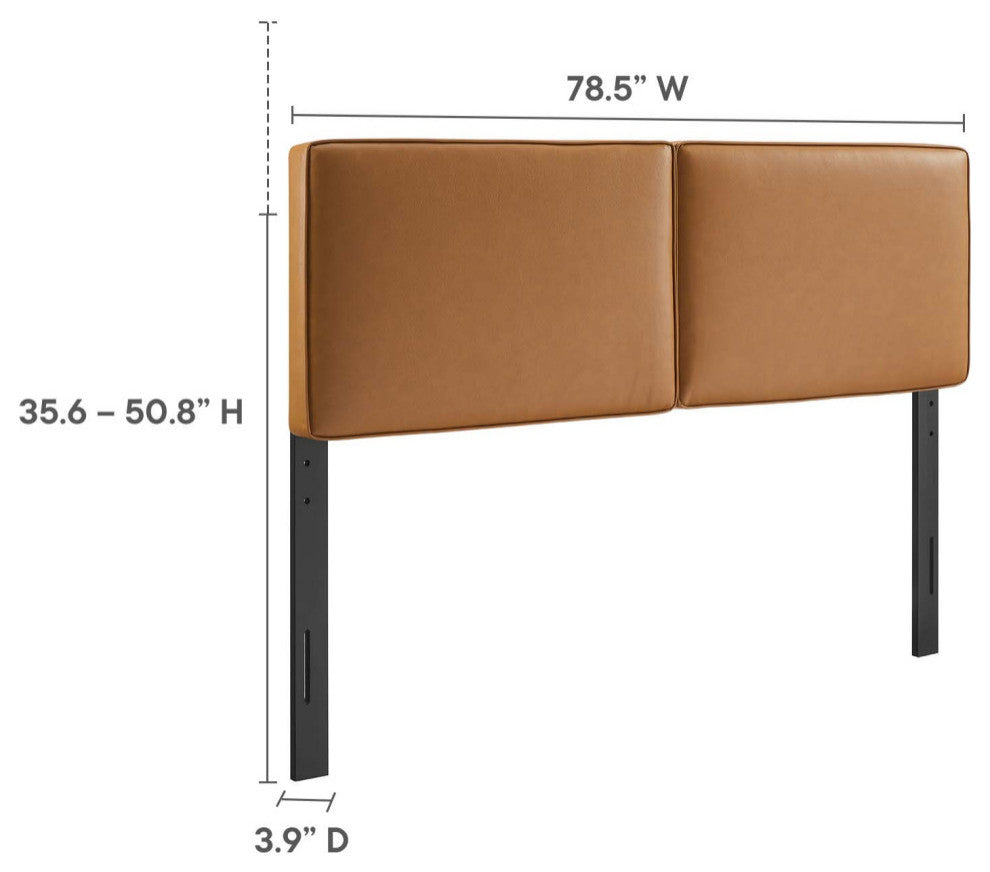 Lindee Vegan Leather King Headboard, Tan
