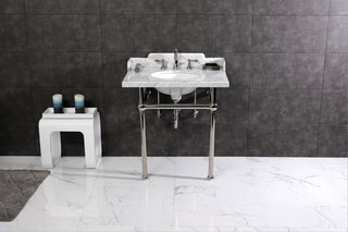 Kingston Brass LMS3030MB6 30" Carrara Marble Console Sink, Legs