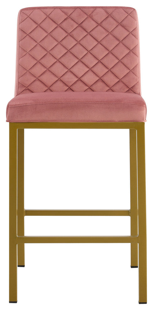 Modern Velvet 2 Bar Chair, Metal Legs for Dining,Kitchen and Bar, Bean Paste Red
