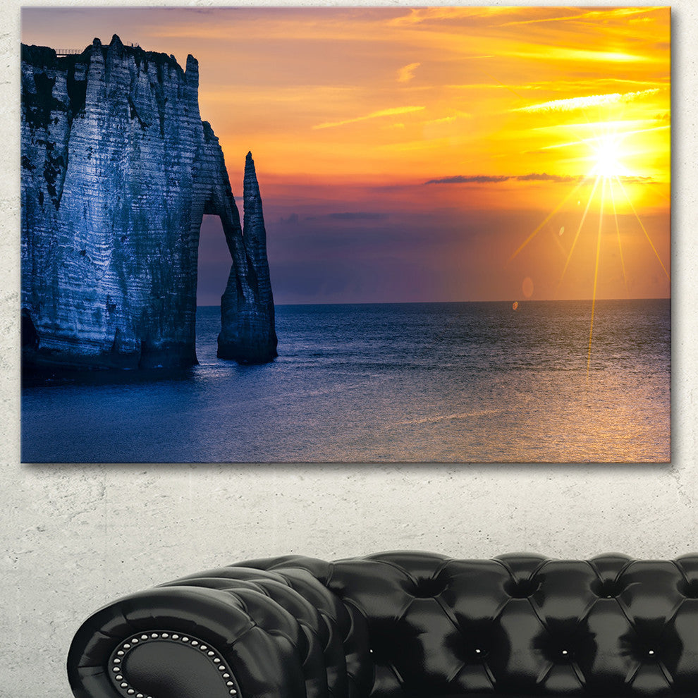 Etretat Cliff Normandy Panorama, Large Seashore Canvas Wall Art, 40"x30"