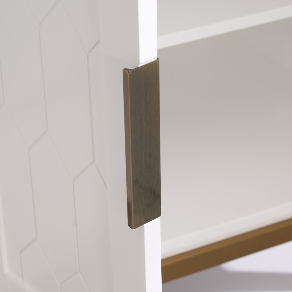 Alison Freestanding Bathroom Vanity with Italian Carrara White Marble Top, White, 48"