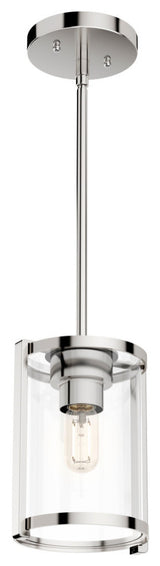 Hunter Astwood Collection 1-Light Cylinder Pendant, Polished Nickel