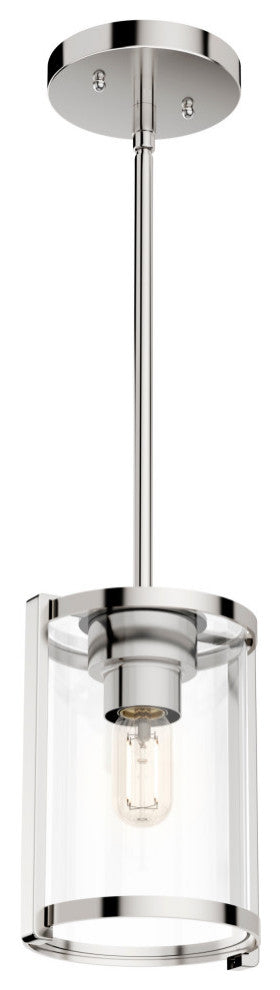 Hunter Astwood Collection 1-Light Cylinder Pendant, Polished Nickel