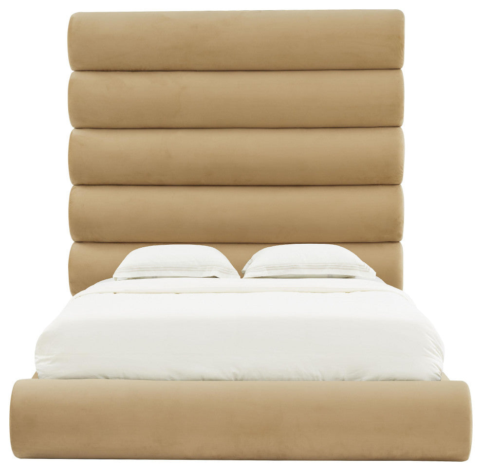 TOV Furniture Durwin Champagne Velvet Bed in Queen