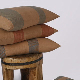 Modern Simplicity Brown Pin-Striped Lumbar Pillow, Blue