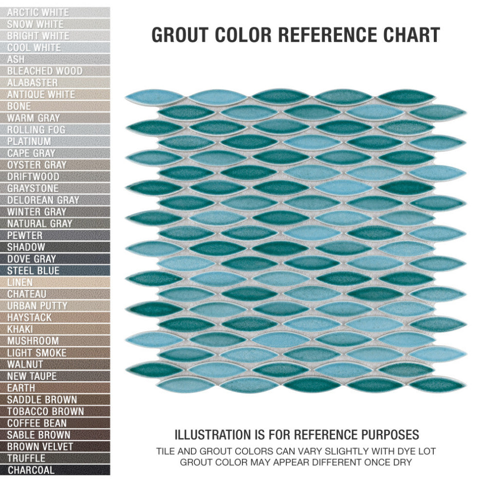 Pescado Glossy Ceramic Mosaic Floor and Wall Tile, Glossy Agua