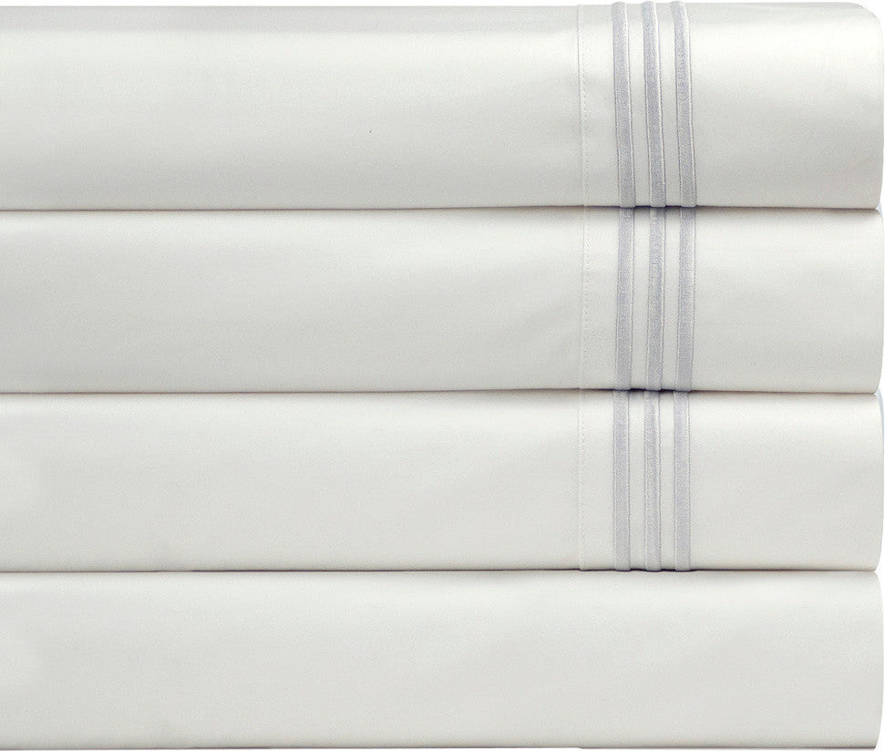 Pointehaven 300TC Embroidered Sheet Set, White, Queen