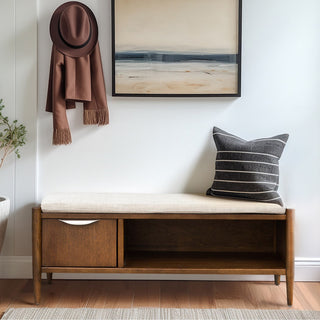 INK+IVY Arcadia Accent Bench With Storage and Upholstered Cushion