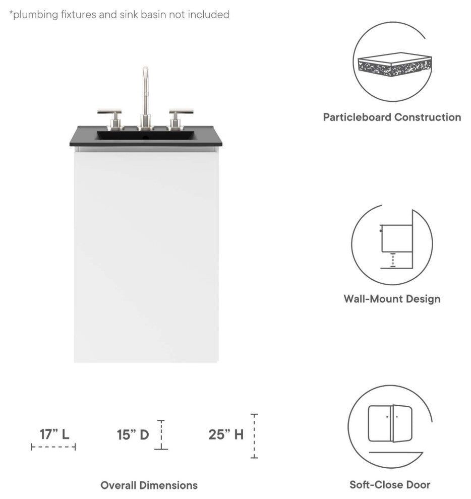 Vitality 18" Wall-Mount Bathroom Vanity, White