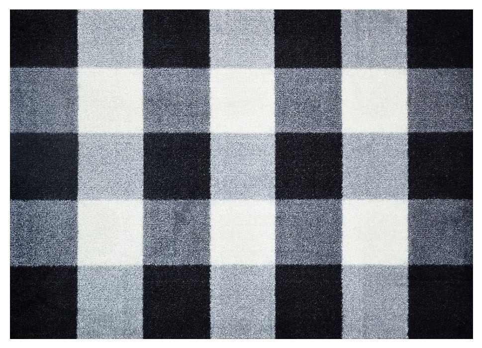 2' x 3' Black and White Buffalo Check Washable Floor Mat
