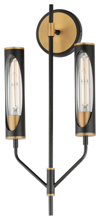 Maxim 16170 Regent 2 Light 23" Tall LED Bathroom Sconce - Black / Antique Brass