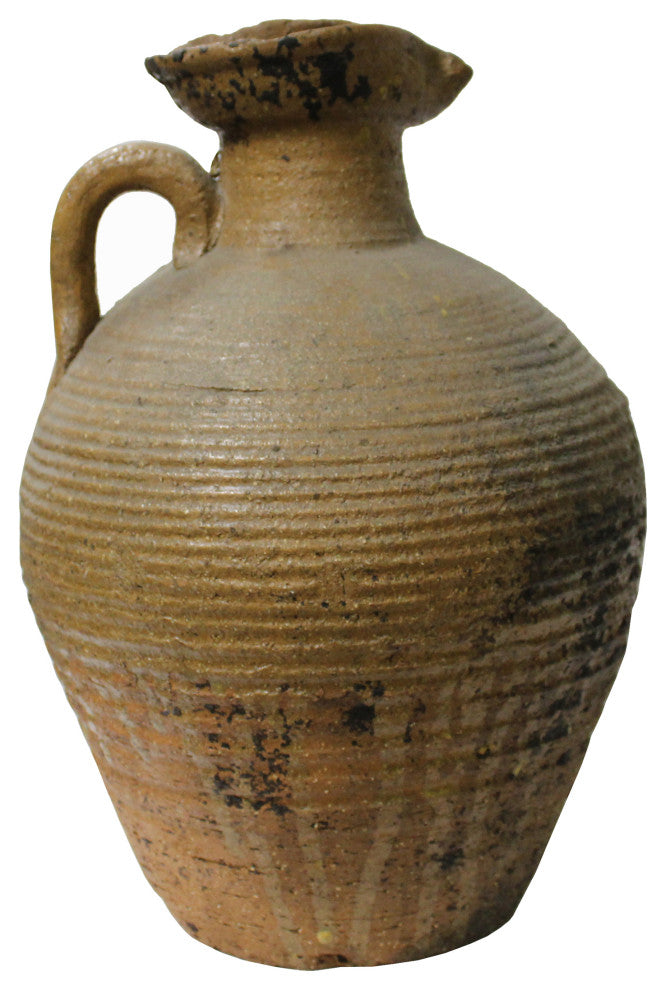 Ceramic Rough Light Brown Rust Dimensional Marks Vase Jar Hws1370