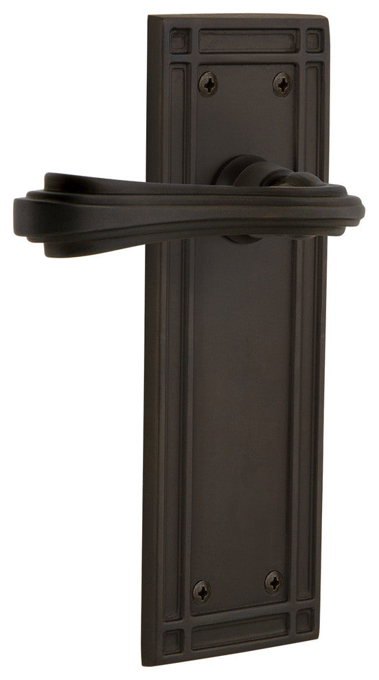 Mission Plate With Fleur Lever, Oil-Rubbed Bronze, Passage, Non-Handed