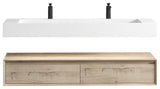 Alysa 60" Floating Bath Vanity, Acrylic Sink/Double Faucet Hole, Light Oak