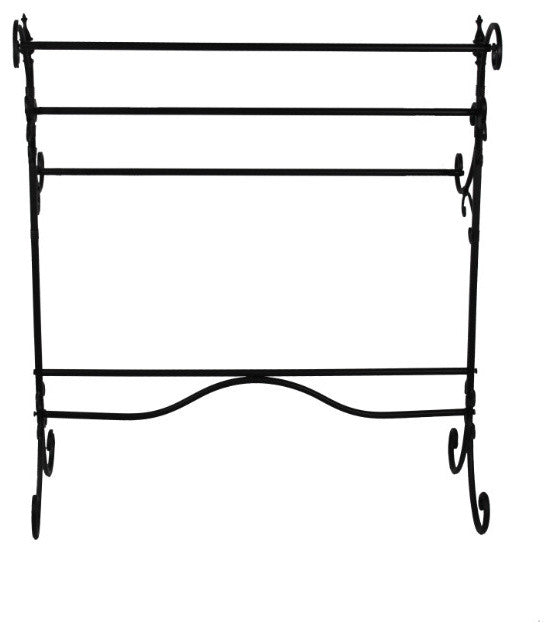 Benzara Spacious Metal Blanket Rack With Three Bars, Black