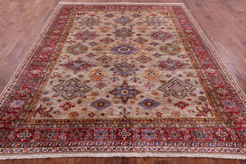 Super Kazak Hand Knotted Wool Rug 8' 0" X 9' 4" Q10346