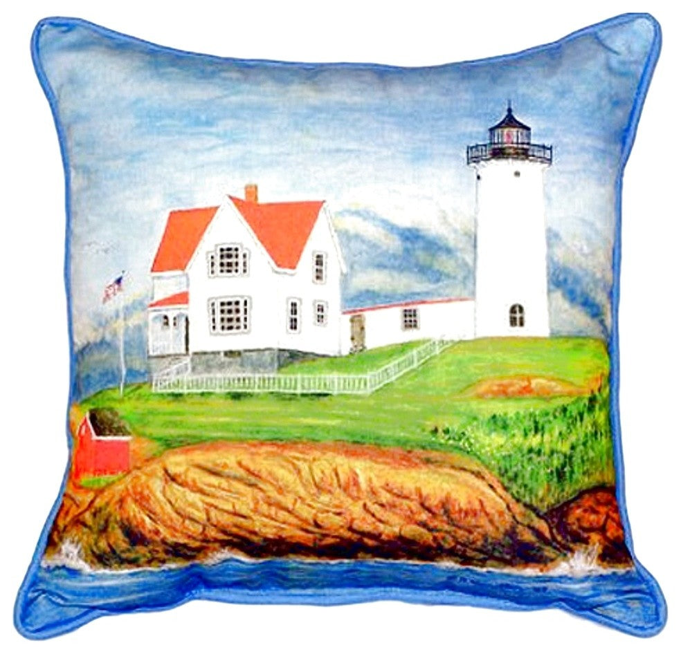 Betsy Drake Nubble Lighthouse Small Indoor/Outdoor Pillow 11x14