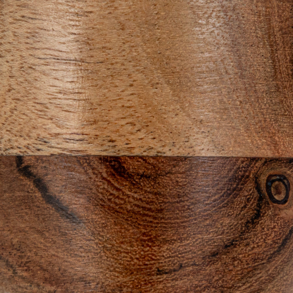 Marble Serving Board With Mango Wood Bowl, White and Natural