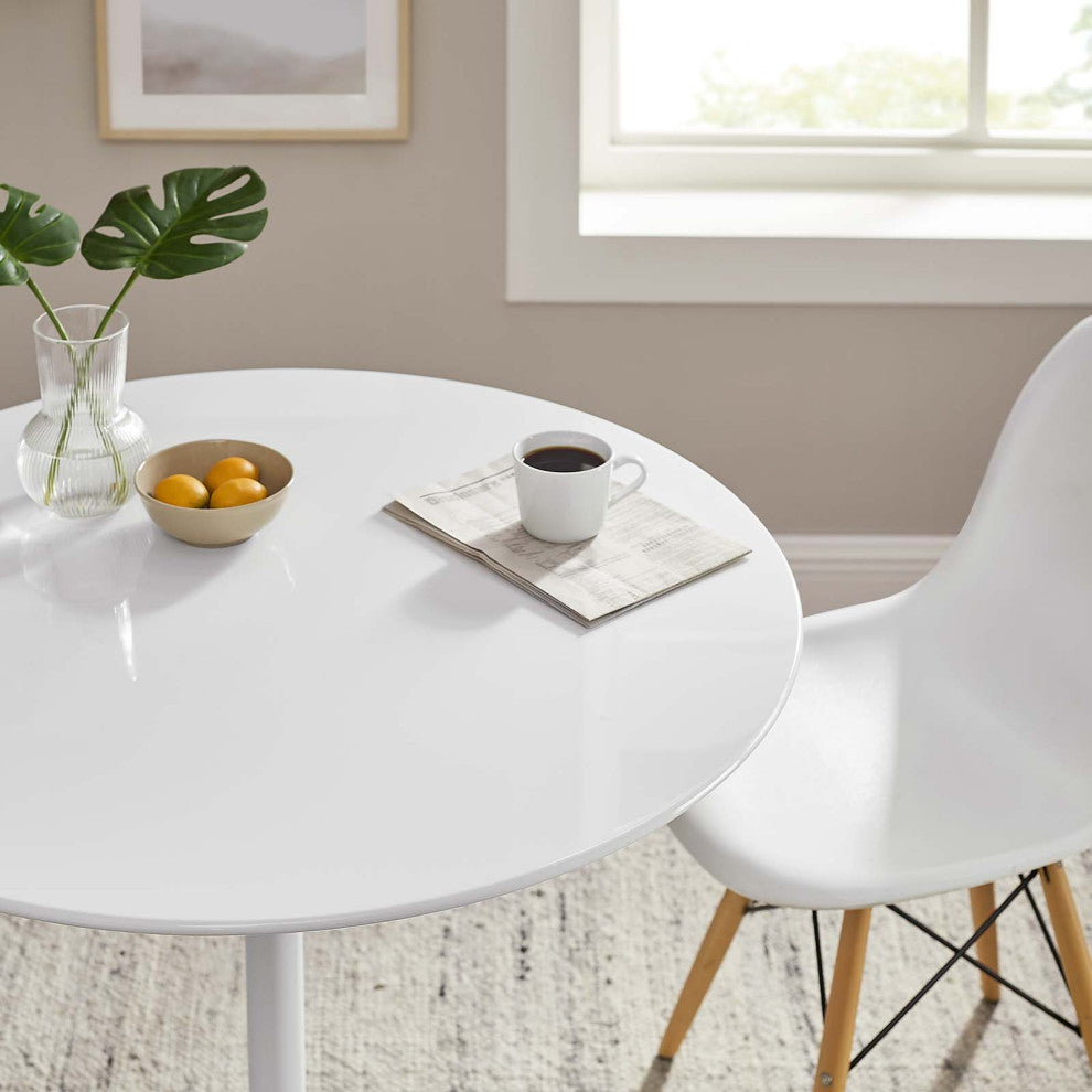 Lippa Round Wood Top Dining Table, White, 36"