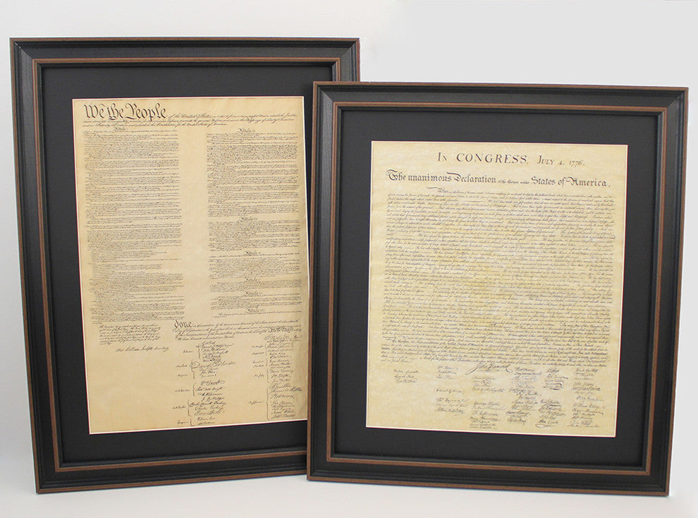 Framed and Matted Constitution and Declaration of Independence, Set of 2