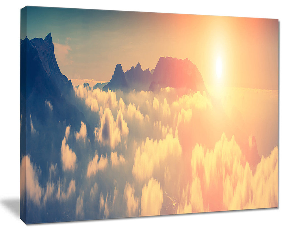 "Sky Above Floating Clouds" Contemporary Landscape Canvas Art, 20"x12"