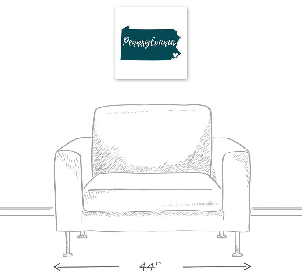 Teal and White Pennsylvania Pride 16x16 Canvas Wall Art