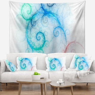 Beautiful Blue Fractal Pattern Abstract Wall Tapestry, 39"x32"