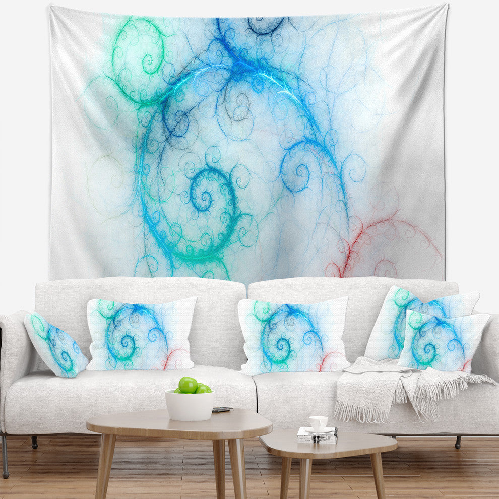 Beautiful Blue Fractal Pattern Abstract Wall Tapestry, 39"x32"