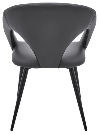 Elin Gray Faux Leather and Black Metal Dining Chairs - Set of 2