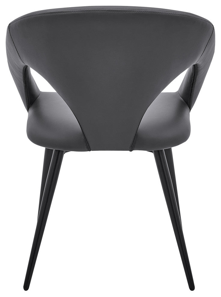 Elin Gray Faux Leather and Black Metal Dining Chairs - Set of 2