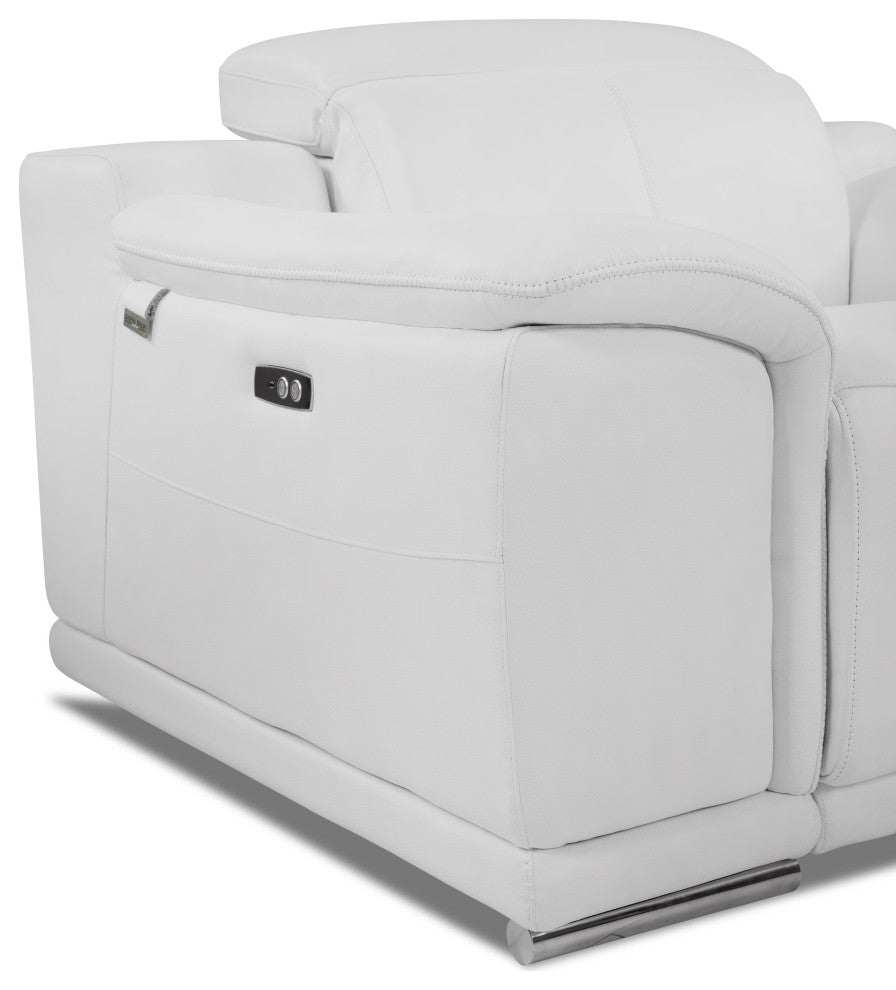 Veneto Italian Leather Power Reclining 2-Piece Set White