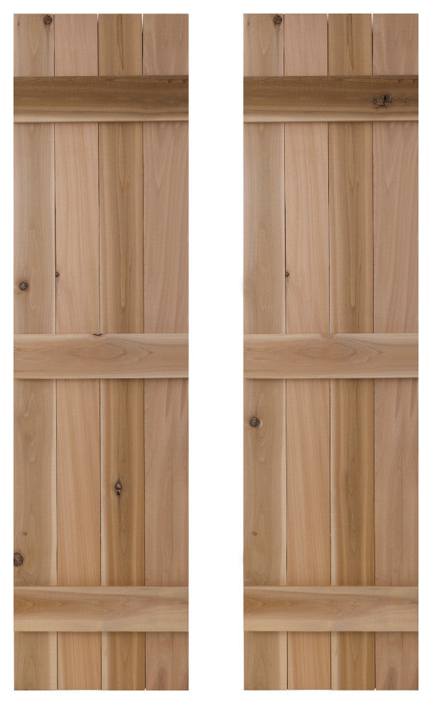 Traditional Board and Batten Exterior Shutters Pair, Dirty Blonde, 36"