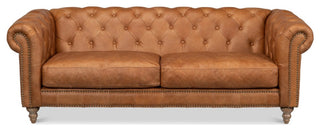 Chesterfield Kingston Sofa Tan Leather 2 Cushions
