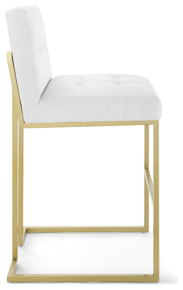 White Fabric Bar Stool, Heidi Giselle Gold Bar Stool, Tufted Luxe Glam Barstool