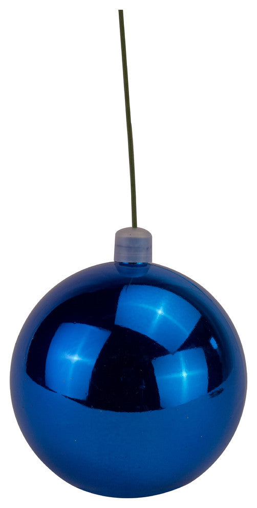 80Mm 3" Shiny Blue Ball Ornament With Wire And Uv Coating